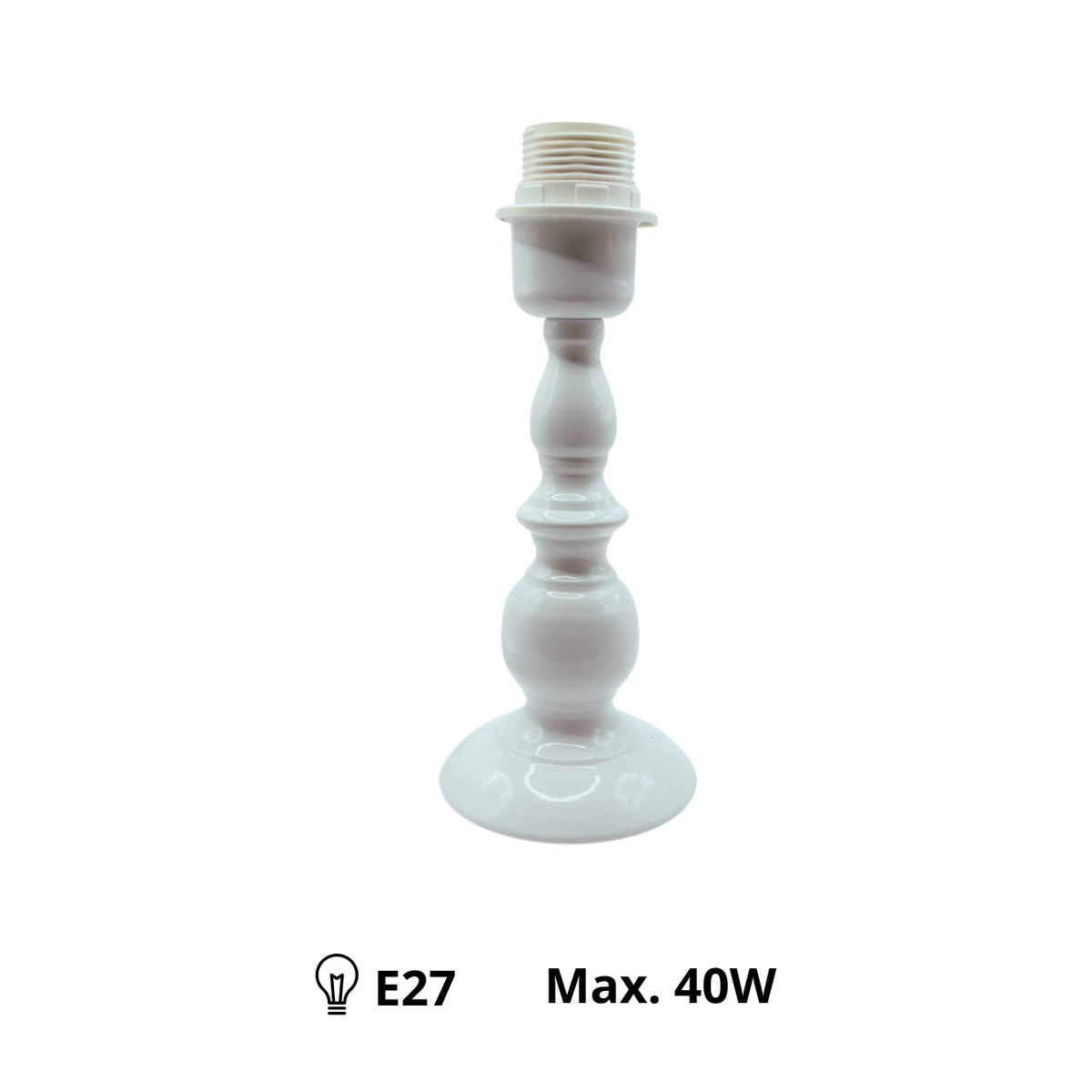 Dichte close-up van de moderne witte lampenvoet van Various. Perfect voor een frisse uitstraling in elk interieur.
