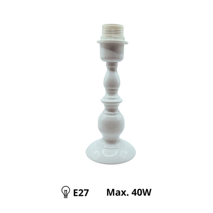 Dichte close-up van de moderne witte lampenvoet van Various. Perfect voor een frisse uitstraling in elk interieur.