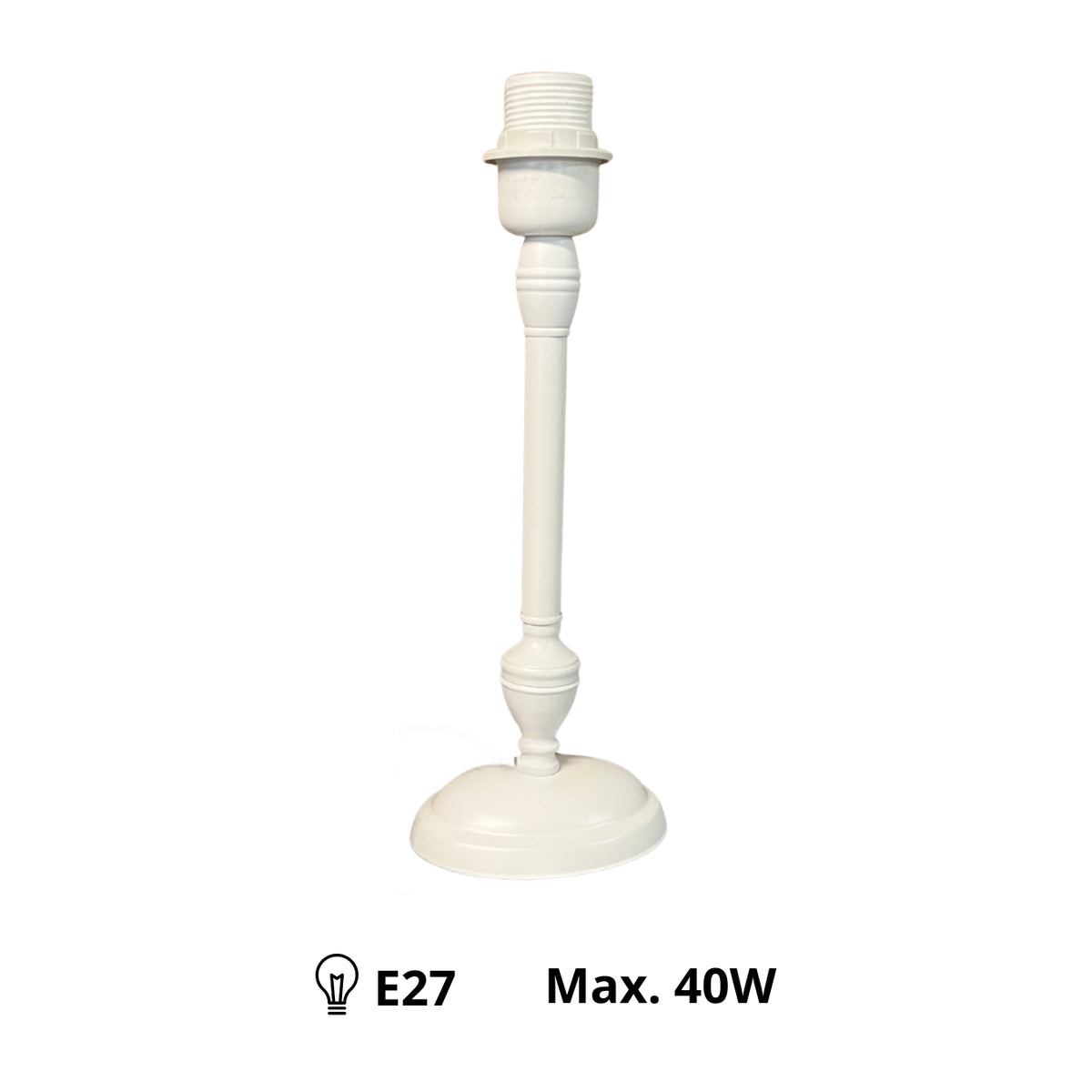 Deze moderne lampenvoet in wit heeft een strakke, minimalistische uitstraling. Perfect voor elke eigentijdse inrichting.