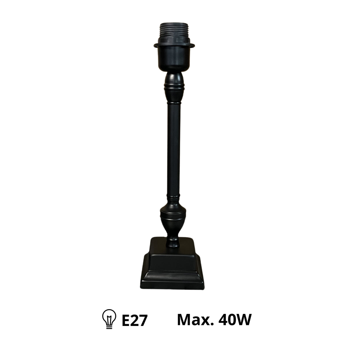 Deze zwarte lampenvoet van 34 cm straalt een moderne elegance uit.