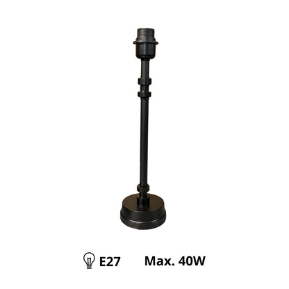 Deze moderne lampenvoet in zwart heeft een eigentijdse uitstraling. Perfect voor een strakke en stijlvolle inrichting.