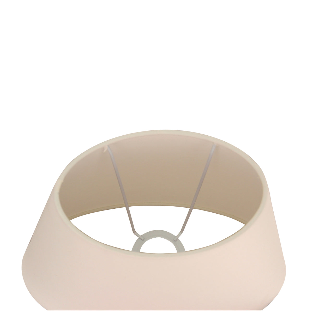 Bovenaanzicht van de crèmekleurige lampenkap Oval. Deze elegante kap voegt een warme sfeer toe aan elke kamer.