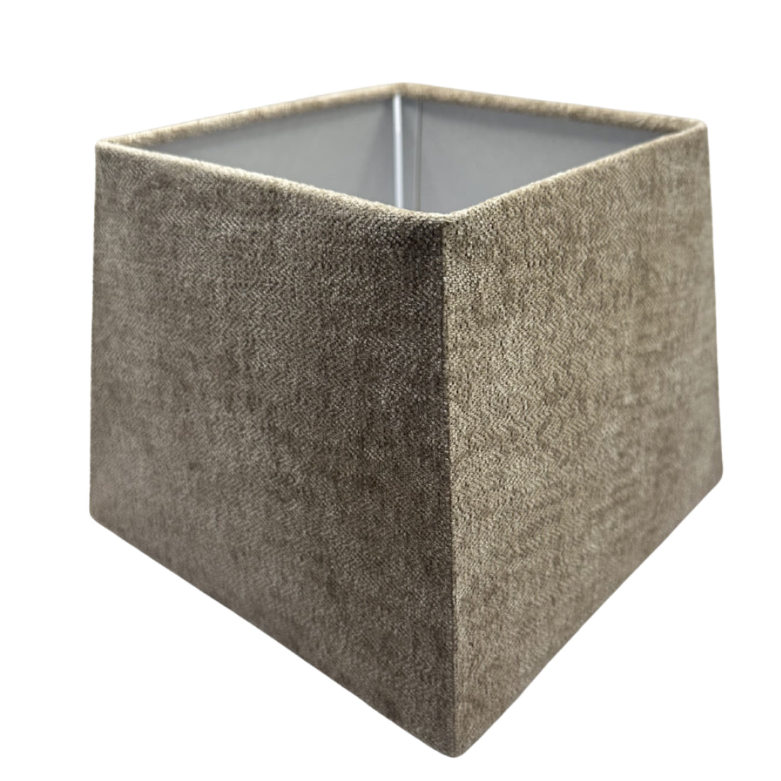 Detail van de taupe lampenkap Quadrato, perfect voor een warme en gezellige sfeer in elke kamer. Een echte eyecatcher!