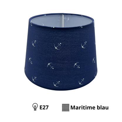 Detail van de lichtblauwe lampenkap Drum, perfect voor een frisse uitstraling. Voegt charme toe aan elke kamer.