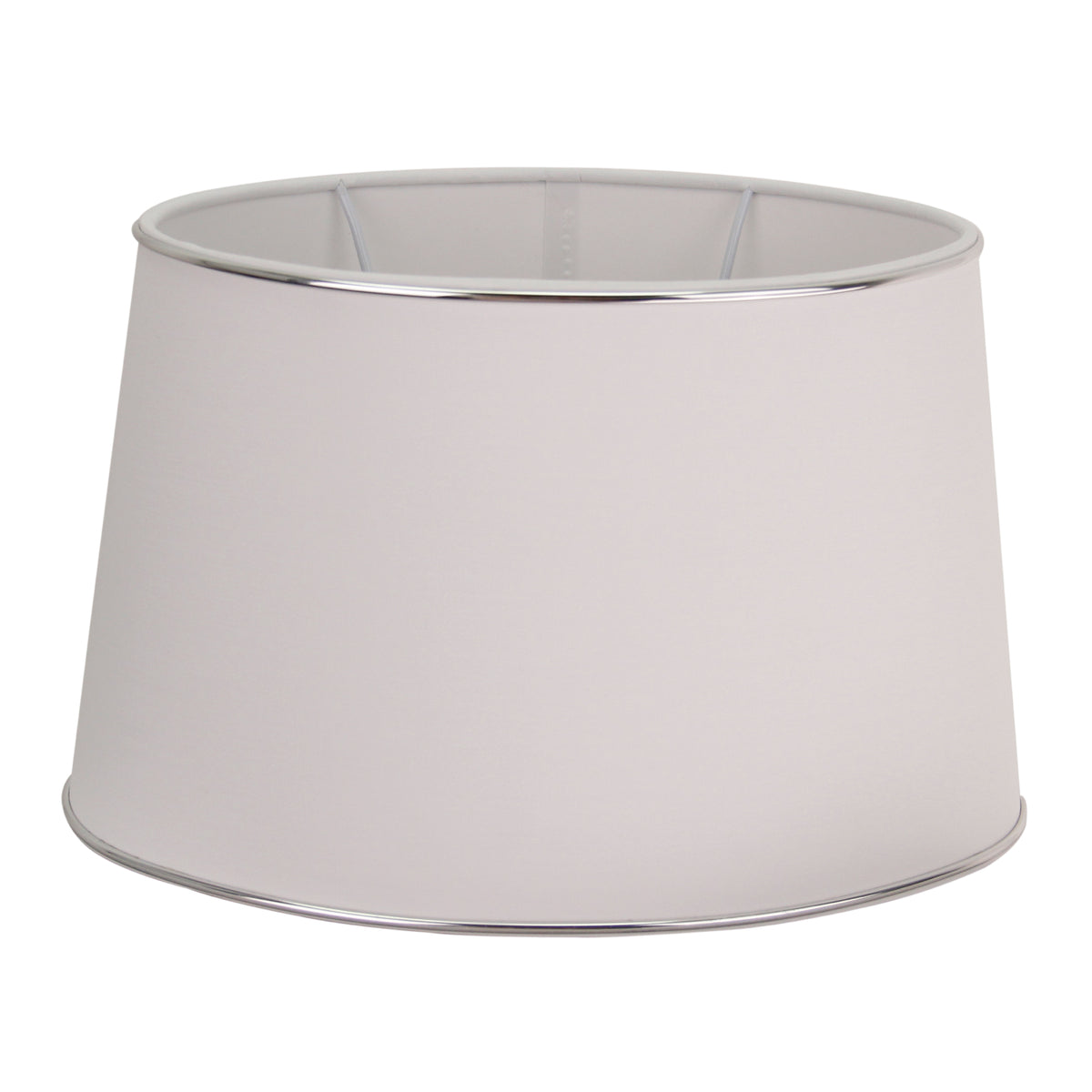 Lampenkoepel in elegant zilver met een witte afwerking. Perfect voor sfeervolle verlichting in moderne interieurs.