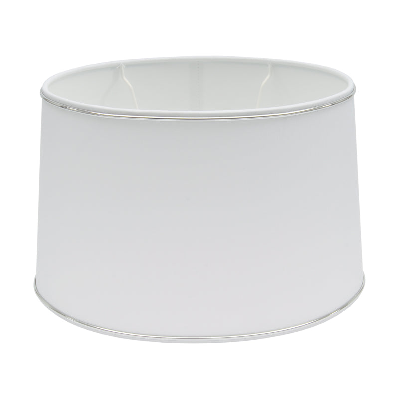 Deze moderne lampenkap in zilver en wit geeft een tijdloze uitstraling. Perfect voor elke sfeervolle ruimte.