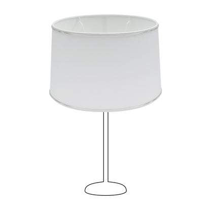Deze ovale lampenkap in zilver en wit voegt een moderne touch toe aan je interieur. Perfect voor sfeervolle verlichting.