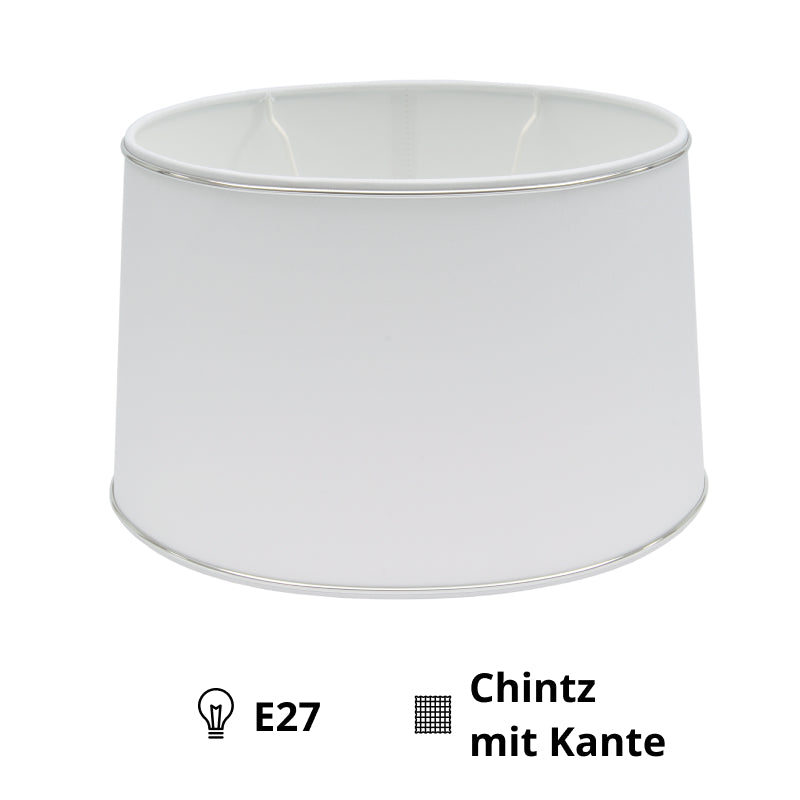 Detail van de elegante lampenkap in zilver en wit. Perfect voor een eigentijdse sfeer in jouw interieur.