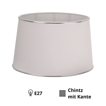 Detail van de ovalen lampenkap in zilver en wit. Een verfijnde aanvulling voor iedere moderne verlichting.