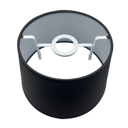 Bovenaanzicht van de zwarte lampenkap Drum. Deze moderne kap voegt een strakke uitstraling toe aan elk interieur.