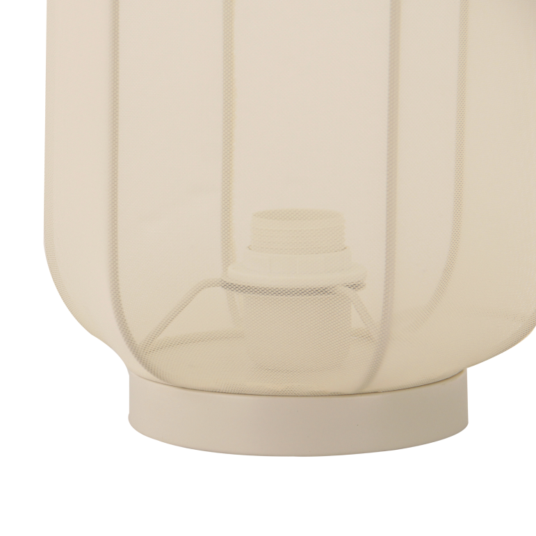 The cream Lecce table lamp showcases a minimalist Japandi design. Perfectly enhances serene spaces with soft illumination.