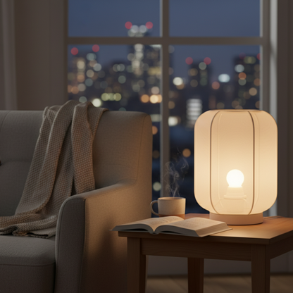 Illuminate your space with the Lecce table lamp in cream. Its Japandi style blends elegance and simplicity beautifully.