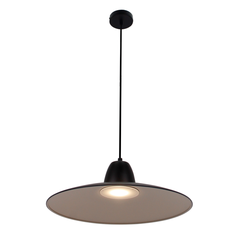 Illuminate your space with the sleek, industrial black Mantua pendant light. A striking centerpiece for modern interiors.