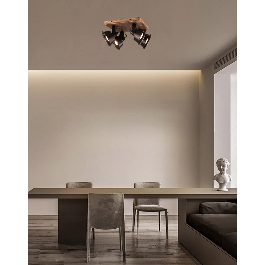 De moderne zwarte Max plafondlamp voegt een eigentijdse touch toe aan elk interieur. Perfect voor sfeervolle verlichting.