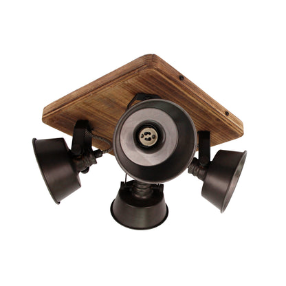 Detail van de zwarte Max plafondlamp met vier lichtbronnen.