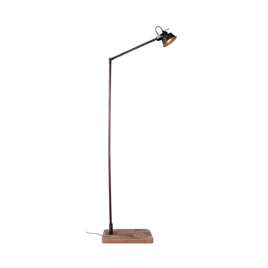 Moderne vloerlamp Max in hout en zwart. Deze lamp voegt warmte en stijl toe aan jouw interieur.