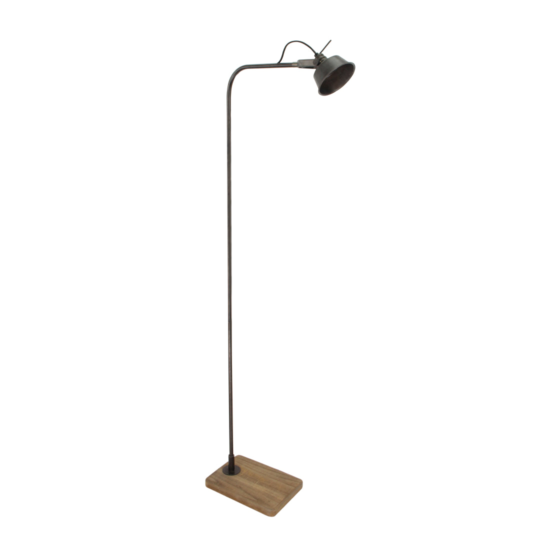 Detail van de Max vloerlamp met een warme houtafwerking en zwarte accenten. Perfect voor een eigentijdse sfeer in huis.