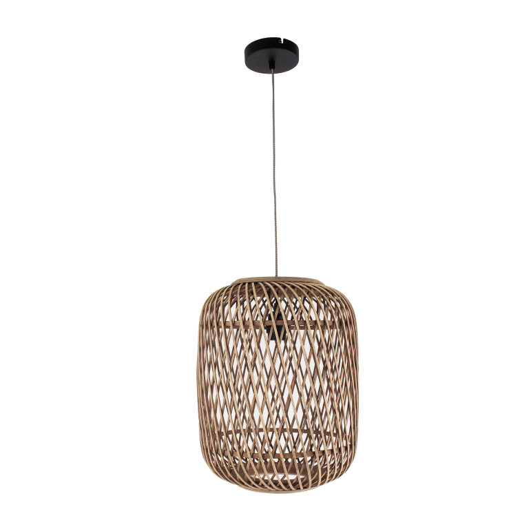 Deze gedetailleerde foto toont de bruine hanglamp in landelijk design. Perfect voor een warme, gezellige sfeer.