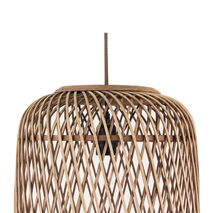 Natuurlijke bruin tinten kenmerken deze hanglamp. Perfect voor een warme, landelijke sfeer in elke kamer.