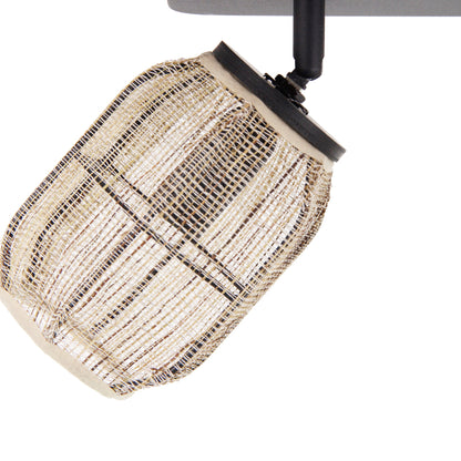 Detail van de bruine Nature Jute plafondlamp. Deze lamp voegt een warme, landelijke sfeer toe aan jouw interieur.