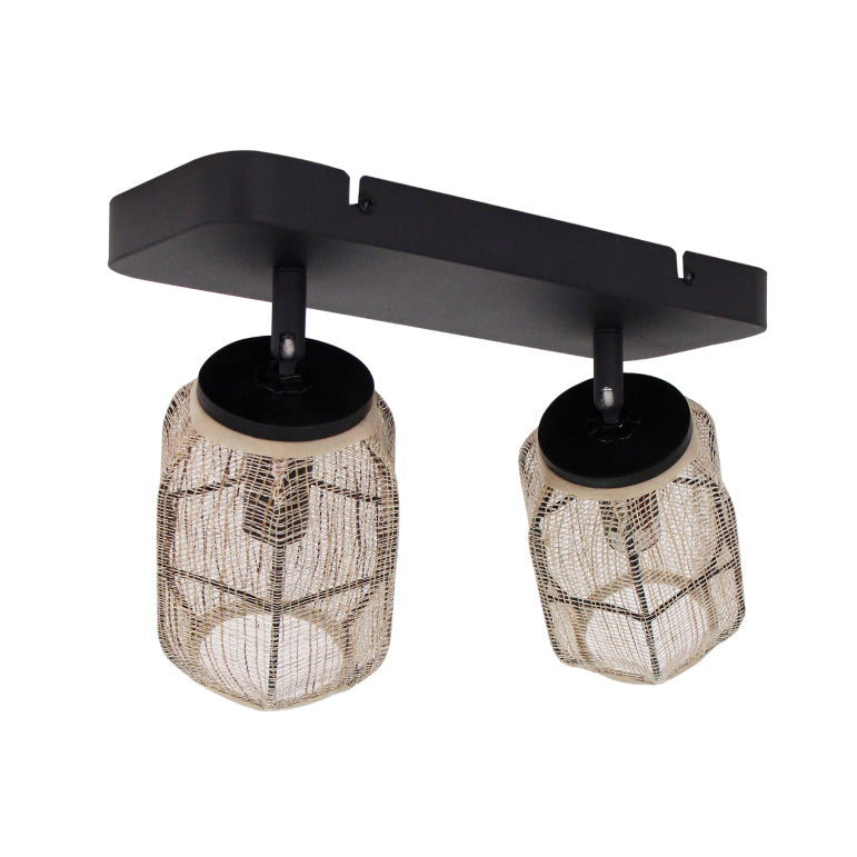 Natuurlijke bruine plafondlamp in jute voor een landelijke uitstraling. Perfect voor sfeervolle en warme interieurs.