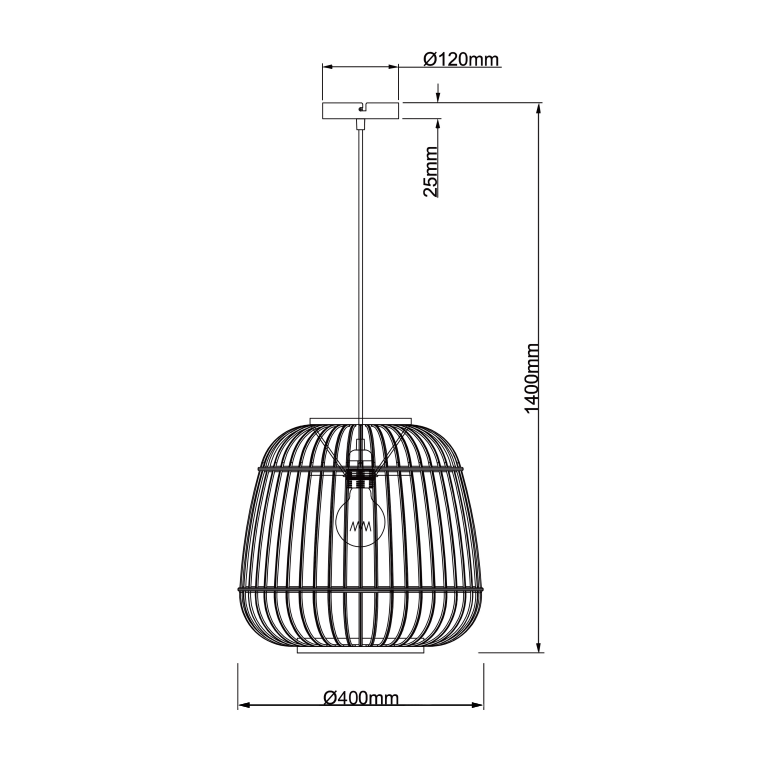 A detailed view of the Nature Trapeze Pendant light in brown showcases its rustic charm.