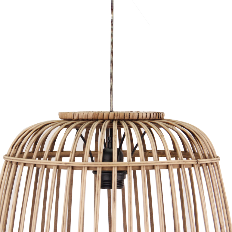 Natuurlijke bruin tinten geven deze hanglamp een landelijke uitstraling. Perfect voor een warme, gezellige sfeer in huis.