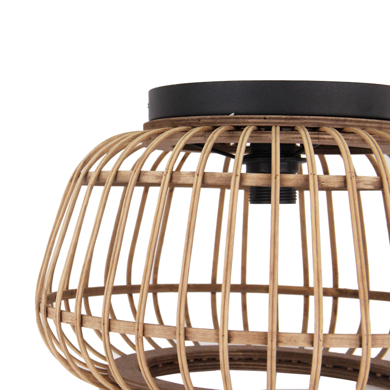 Natuurlijke bruine plafondlamp uit de Nature Trapeze-serie. Perfect voor een landelijke sfeer in je woonruimte.