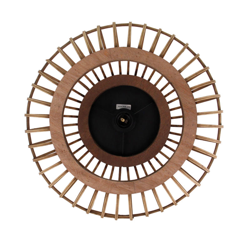 Bijzondere detailweergave van de bruine Nature Trapeze plafondlamp. Perfect voor een warme, landelijke sfeer in uw interieur.