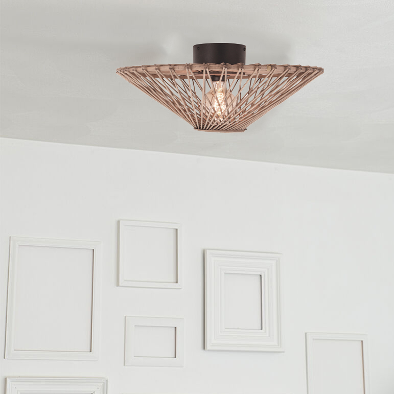 Deze moderne bruine plafondlamp brengt een warme sfeer in je interieur. Perfect voor een gezellige ruimte.