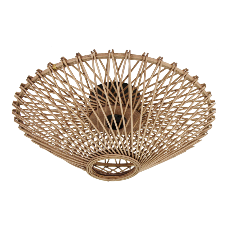 Detail van de moderne bruine Nature Trapeze plafondlamp. Een eyecatcher die warmte en stijl toevoegt aan elke ruimte.