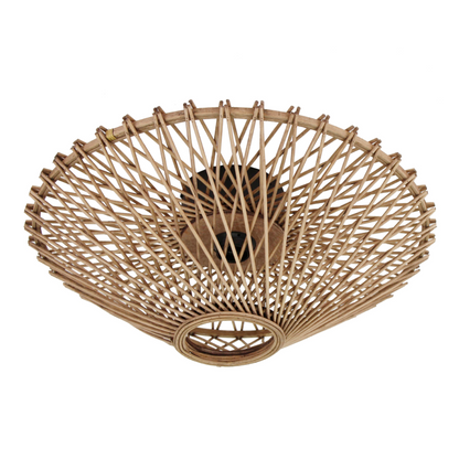 Detail van de moderne bruine Nature Trapeze plafondlamp. Een eyecatcher die warmte en stijl toevoegt aan elke ruimte.