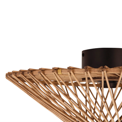 A close-up view of the brown Nature Trapeze ceiling light. Its modern design adds warmth and elegance to any room.