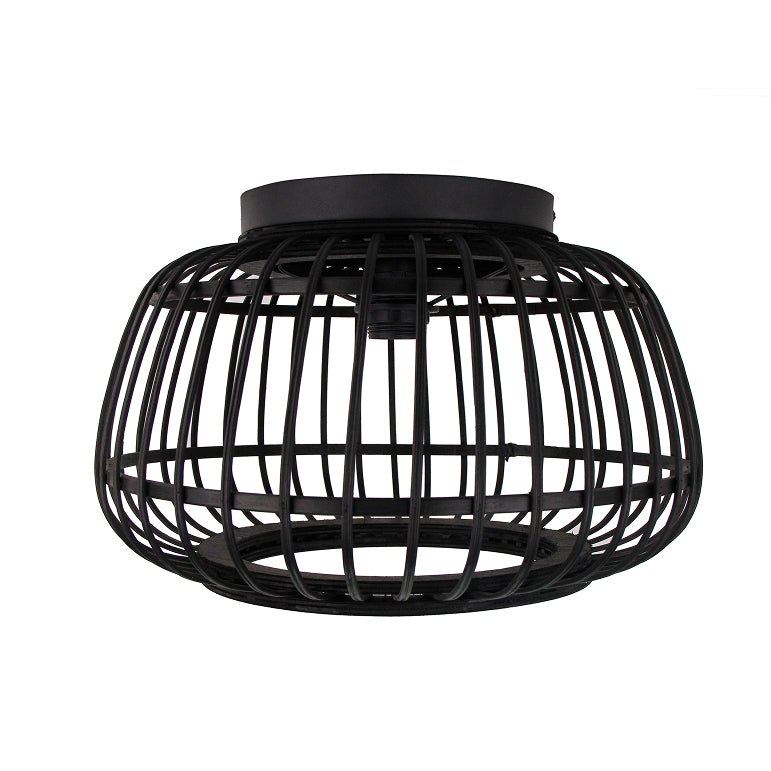 Detailfoto van de zwarte Nature Trapeze plafondlamp. Perfect voor een landelijke uitstraling in jouw interieur.