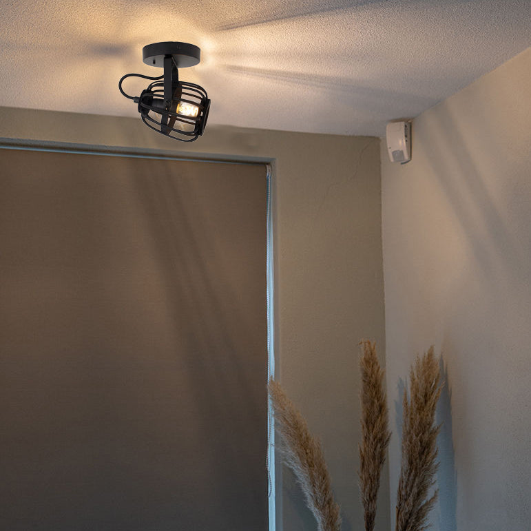 Discover the striking detail of the Nature Trapeze ceiling light. This black fixture adds a rustic touch to any home decor.