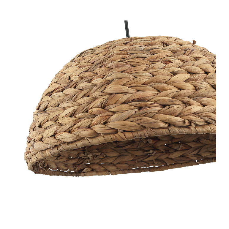 Detail van de bohemian bruine hanglamp Nature Treccia. Deze lamp voegt warmte en karakter toe aan jouw interieur.