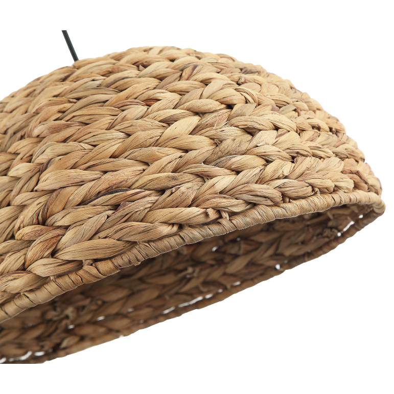Een unieke detailfoto van de bruine hanglamp Nature Treccia. Deze lamp voegt een bohemian touch toe aan je interieur.