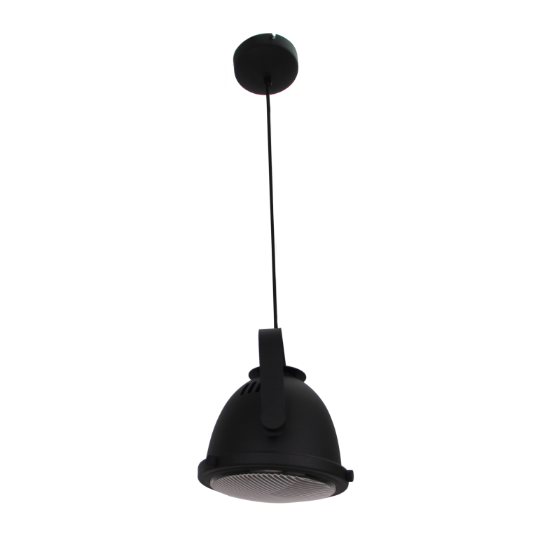 Industriële hanglamp Nero in zwart met een verfijnde afwerking.