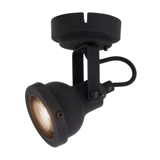 Met een strak industrieel ontwerp voegt de zwarte Nero plafondlamp karakter toe aan elke ruimte.