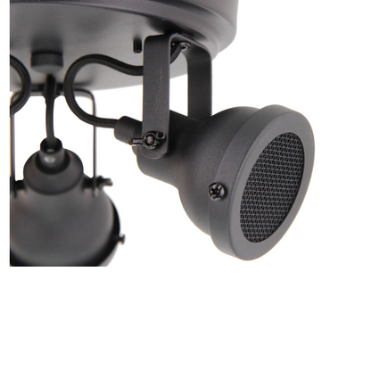 De zwart metalen plafondlamp Nero heeft een strakke afwerking. Perfect voor een industriële touch in elke ruimte.