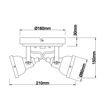 Detail van de compacte zwarte plafondlamp Nero met een robuuste uitstraling. Perfect voor een industrieel interieur.