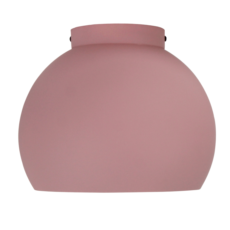 Dichtbijzicht van de moderne roze plafondlamp Occhio. Deze lamp voegt een speelse toets toe aan jouw interieur.