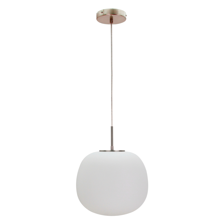 Een close-up van de Opalino hanglamp in wit en transparant. Deze lamp voegt een vleugje elegantie toe aan je interieur.