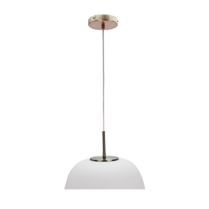 Deze gedetailleerde afbeelding toont de elegante Opalino hanglamp in wit. Een stralende toevoeging voor boven de eettafel.