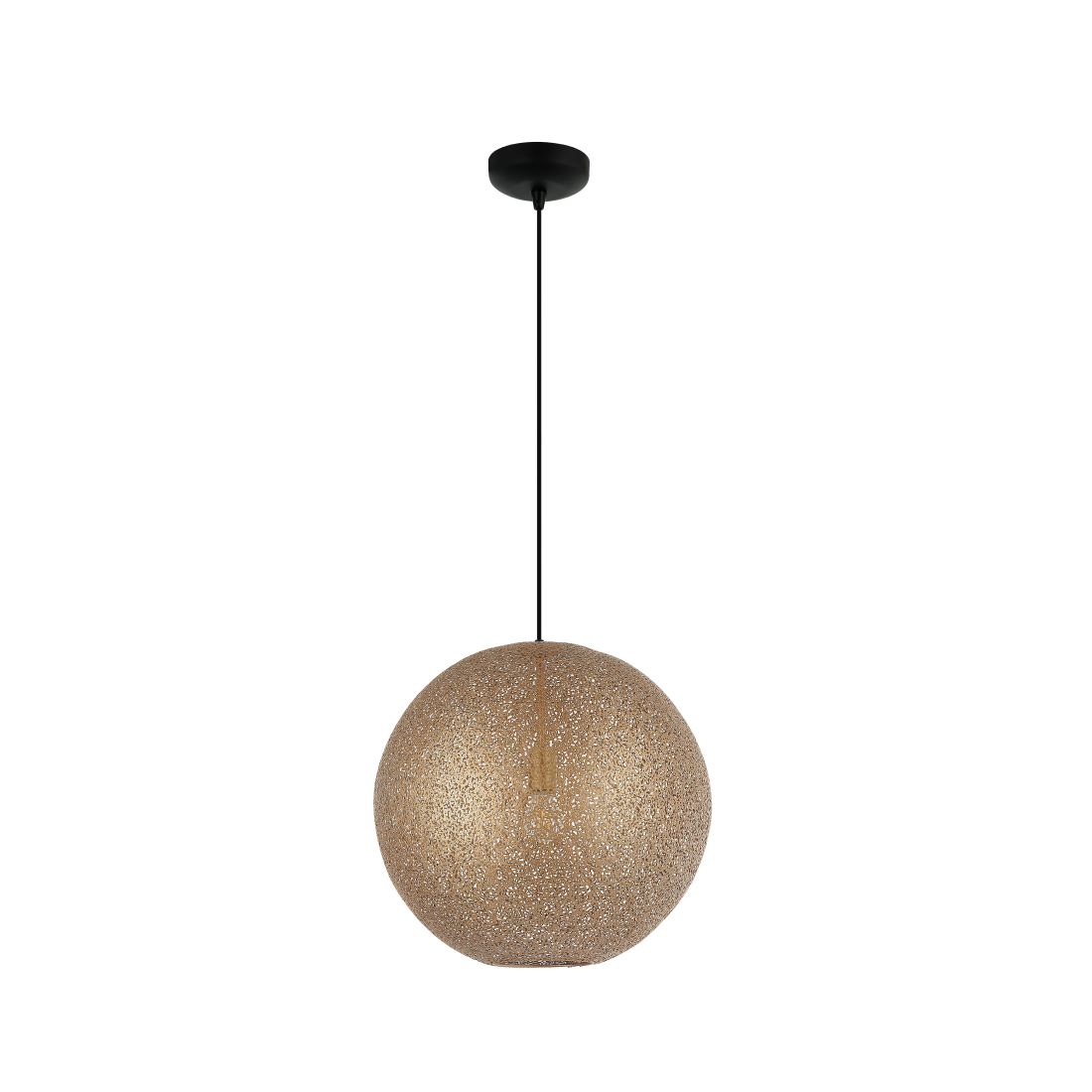 Detail van de moderne Rolo hanglamp in goud. Een luxe accent dat elke ruimte een warme gloed verleent.