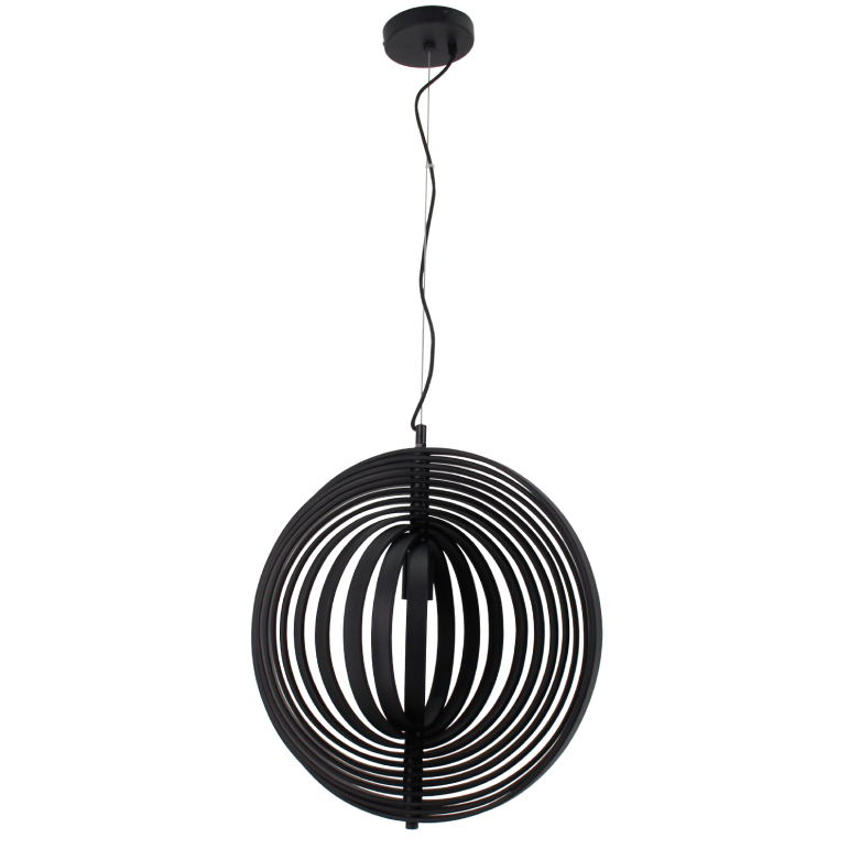 Deze zwarte hanglamp uit de Ring-serie voegt een industriële charme toe aan je interieur.