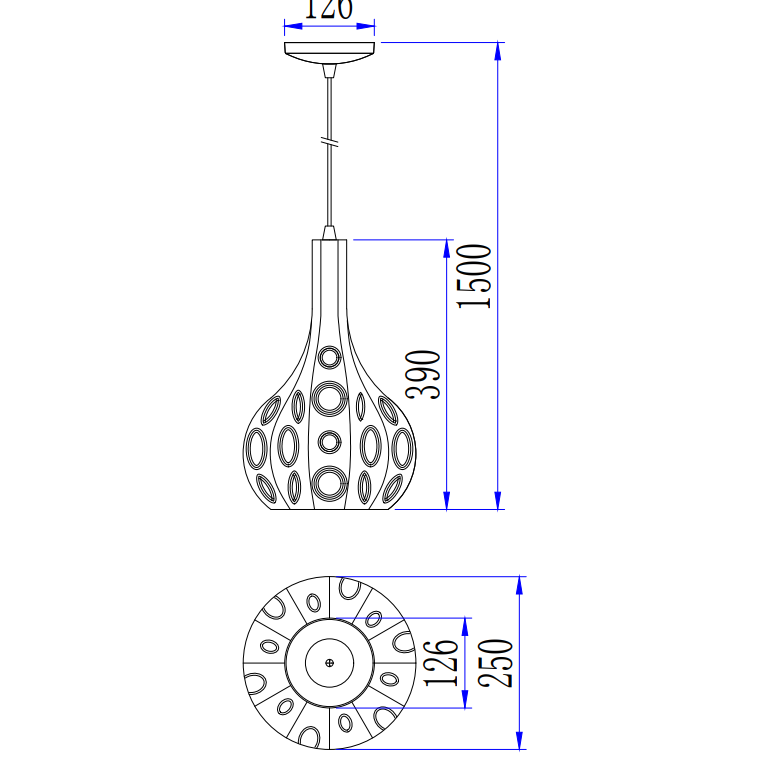 Detail van de zwarte Rolo hanglamp met een klassiek design.