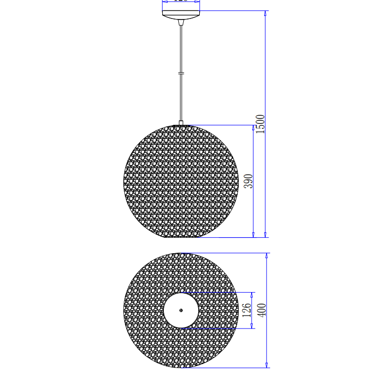 Bijzondere detailfoto van de zwarte Rolo hanglamp. Deze eyecatcher voegt een luxe touch toe aan jouw interieur.