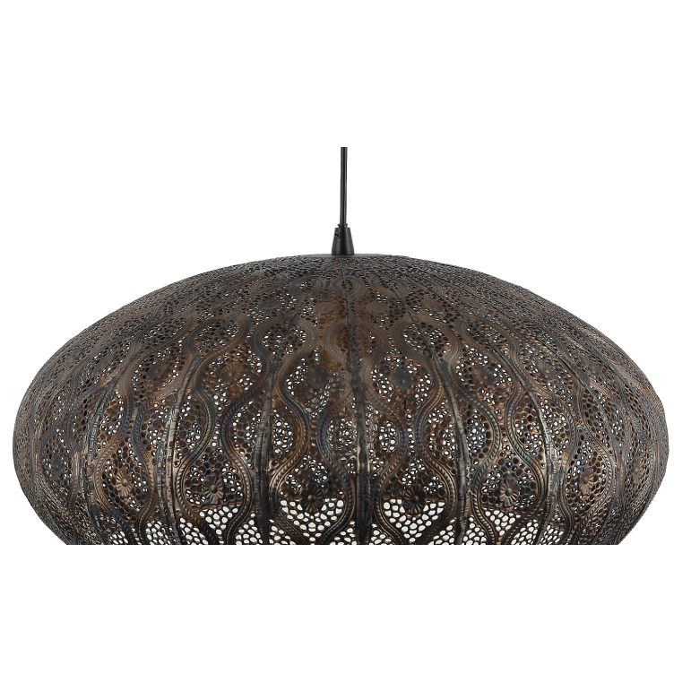 Bijzondere detailfoto van de zwarte Rolo hanglamp. Deze krachtige lamp voegt een moderne touch toe aan je interieur.