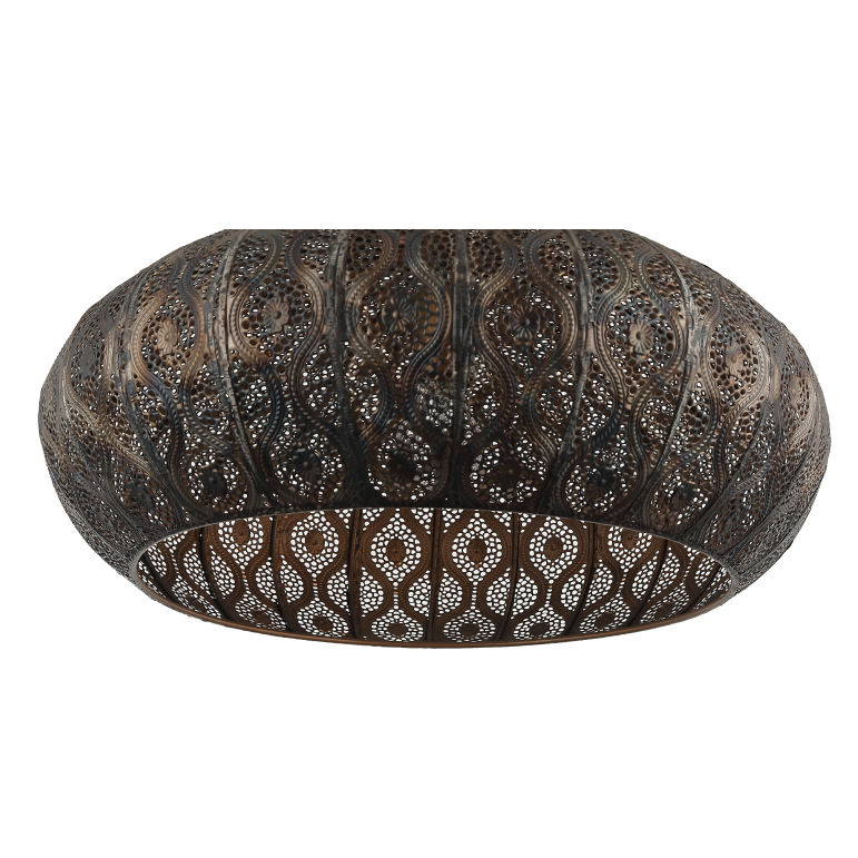 Detail van de zwarte Rolo hanglamp met zijn unieke, eigentijdse design. Perfect voor een moderne, sfeervolle ambiance.
